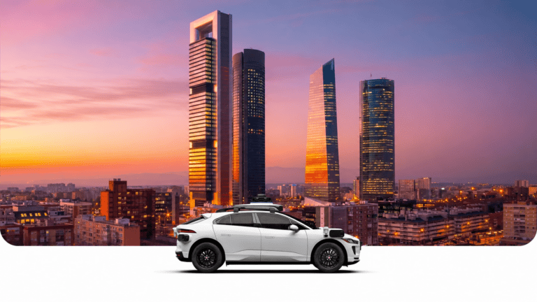 Un veicolo Waymo nell’immagine diffusa per l’annuncio dell’arrivo a Madrid. Fonte: Waymo.