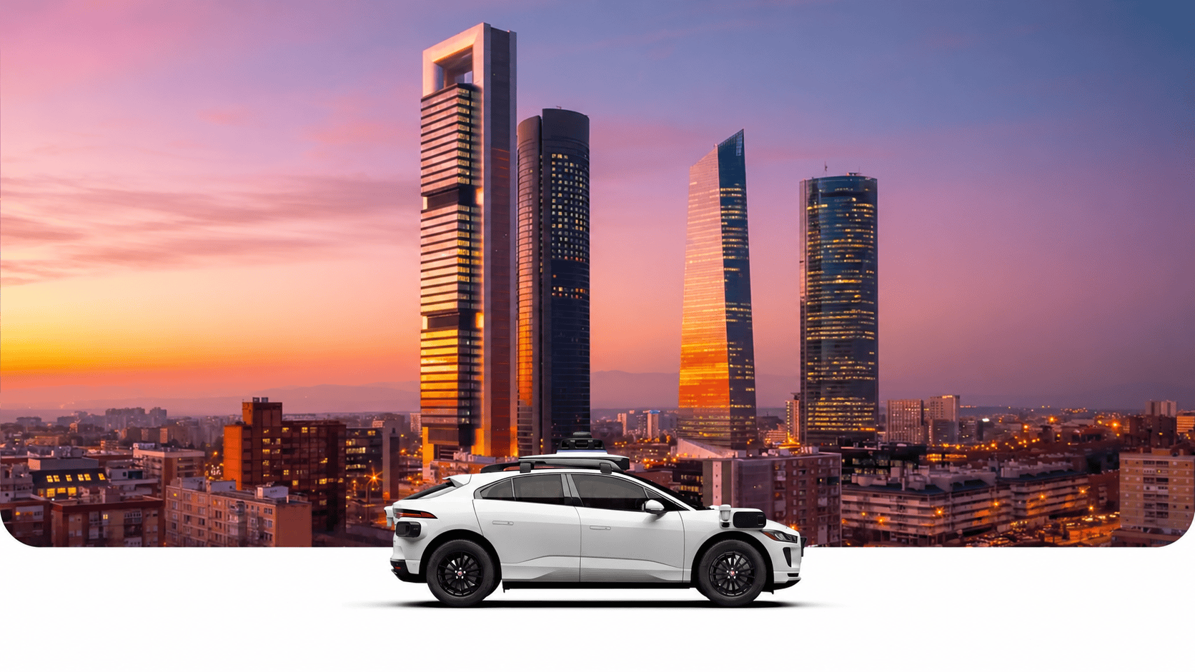 Un veicolo Waymo nell’immagine diffusa per l’annuncio dell’arrivo a Madrid. Fonte: Waymo.